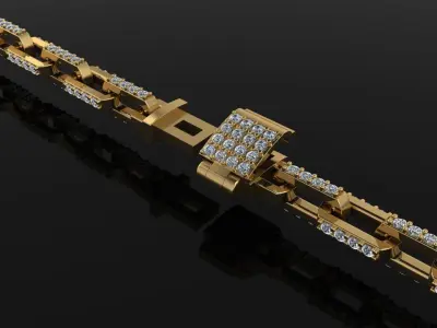 DAINTY HERMES DIAMOND LINK BRACELET NECKLACE 3D print model
