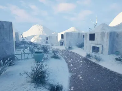 Abandoned Village In A Misty Landscape 3D model