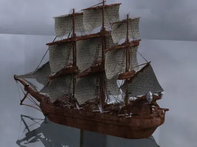 Frigate Ship improved 3D model 3D model