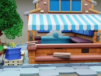 Lumberjack Shop Free low-poly 3D model