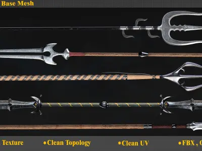 10 Model of battle spear Low-poly 3D model