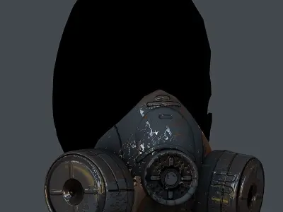 Gas mask helmet 3d model scifi Low-poly  Low-poly 3D model 35