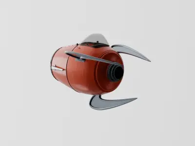 Retro Cartoon Space Rocket - Stylized vintage toy spaceship 3D model