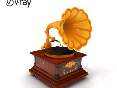 Vintage Gramophone D Model Pack Low-poly 3D model