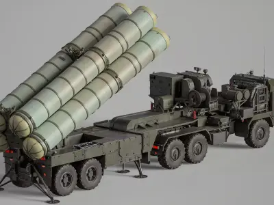 Russian S-400 Triumf Air Defense System Vehicle Low-poly 3D model