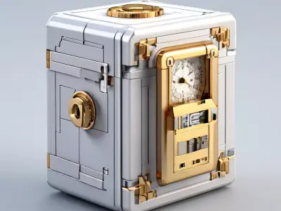 SciFi Safe Box with Clock Low-poly 3D model