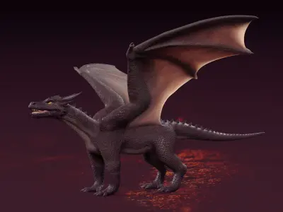 High Quality Textured Dragon Model Low-poly 3D model