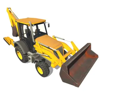 TLB  Tractor Loader Backhoe Low-poly 3D model