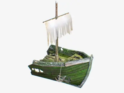 Low Poly Wreck Ship Low-poly 3D model