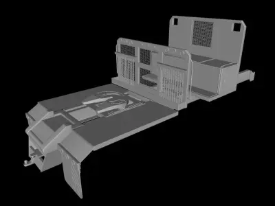 FLATBED  Crane Base and Fifth Wheel for Truck Low-poly 3D model