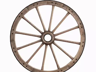 Vintage Wood Wheel 04 Low-poly 3D model