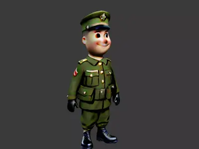 World War II Soldier Low-poly 3D model order