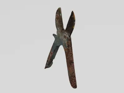 Rusty Tool Secateurs 3D scan PBR 4K textures Low-poly 3D model