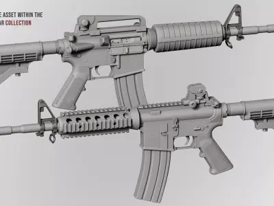 AR15 M4A1 Modular Gas Block sight Customizable Low-poly 3D model