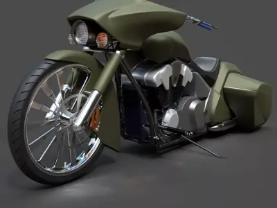 Custom Honda VT1300 Slammer - Hyper-Detailed Bagger 3D Model 3D model