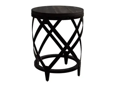 Rustic Industrial Crafted Wood And Metal End Table Low-poly 3D model