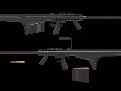 Barrett M82A2 bullpup rifle Low-poly 3D model