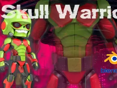 Stylized Sci-Fi Skull Warrior 3D Model - Rigged 3D model