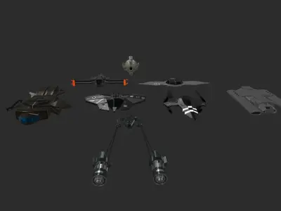 Spaceship Pack Low-poly 3D model