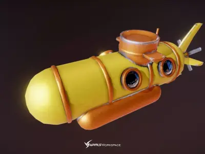 Yellow Submarine Free low-poly 3D model