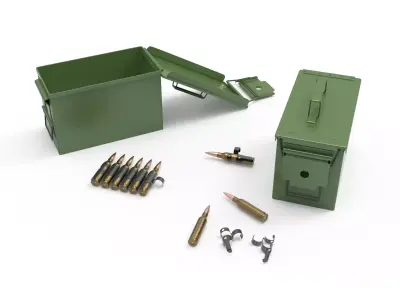 Ammo Box with bullet High-poly 3D model