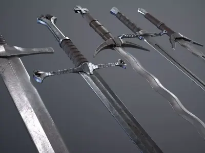 Medieval Modular Swords pack Low-poly 3D model