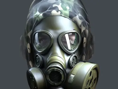 Gas mask helmet 3d model military combat Low-poly  Low-poly 3D model buy