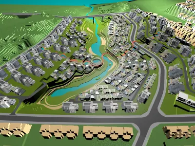 Buildings City building industrial park commercial housing 3D model V17