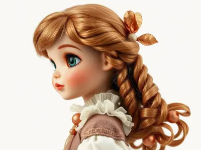 Copper Accent Antique Doll Model Pack Low-poly 3D model