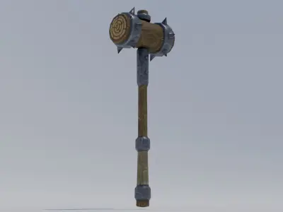 Stylized two-handed mace Low-poly 3D model