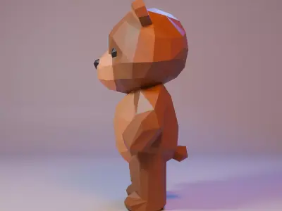 Low Poly Stylized Standing Teddy Bear Low-poly 3D model