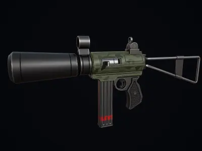 Stylized Silent Carbine Low-poly 3D model