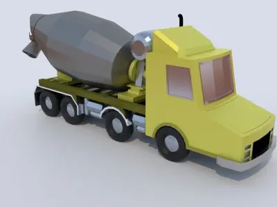 Cement Truck Low-poly 3D model