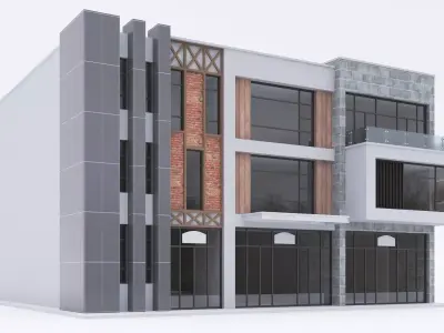 Office Building Low-poly 3D model 2