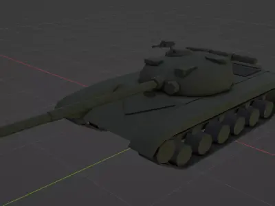 T-64 Tank Low Poly with Skeleton and Suspension Low-poly 3D model