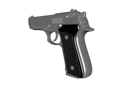 Beretta silver gun Low-poly 3D model