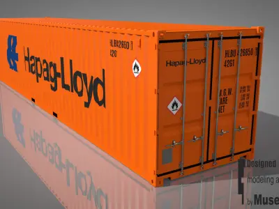 Shipping Container 40DV Rigged 3D model