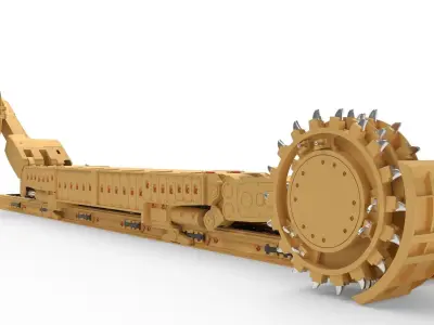 Longwall Mining Coal Shearer Loader 3D model