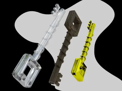 Antique key Low-poly 3D model get