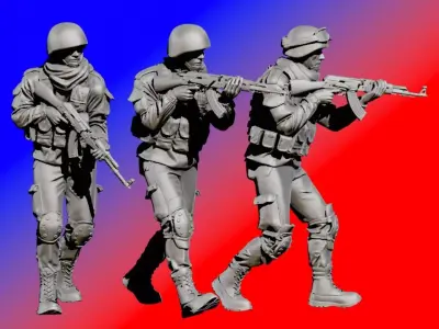 Three Soldiers moving  3D print model