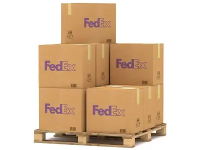 Fedex Cardboard Box with Pallet 3D model