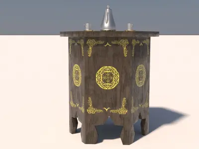 Arabic table with jug and cups of tea 3D model