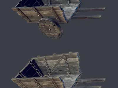 PBR Old cart  Low-poly 3D model
