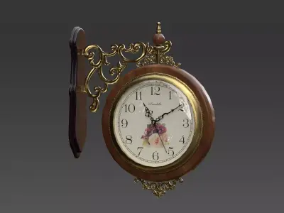 Decorative Double Sided Wall Clock Low-poly 3D model