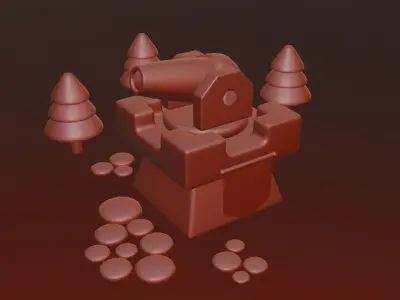 Stylized Cannon  Free low-poly 3D model