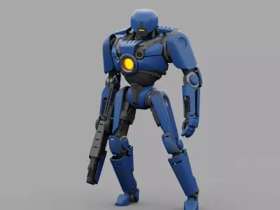 Cyborg cop rigged character Free low-poly 3D model