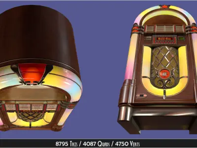 Classic Vintage Wooden Jukebox Rockola Low-poly 3D model