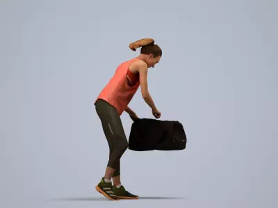 00556Meghan011 - Adult Caucasian woman crouching in summer 3D model