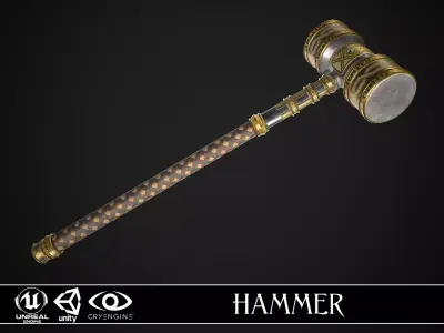 Fantasy Great Hammer 01 Low-poly 3D model