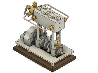 2 Cylinder Vertical Marine Type Steam Engine 3D model